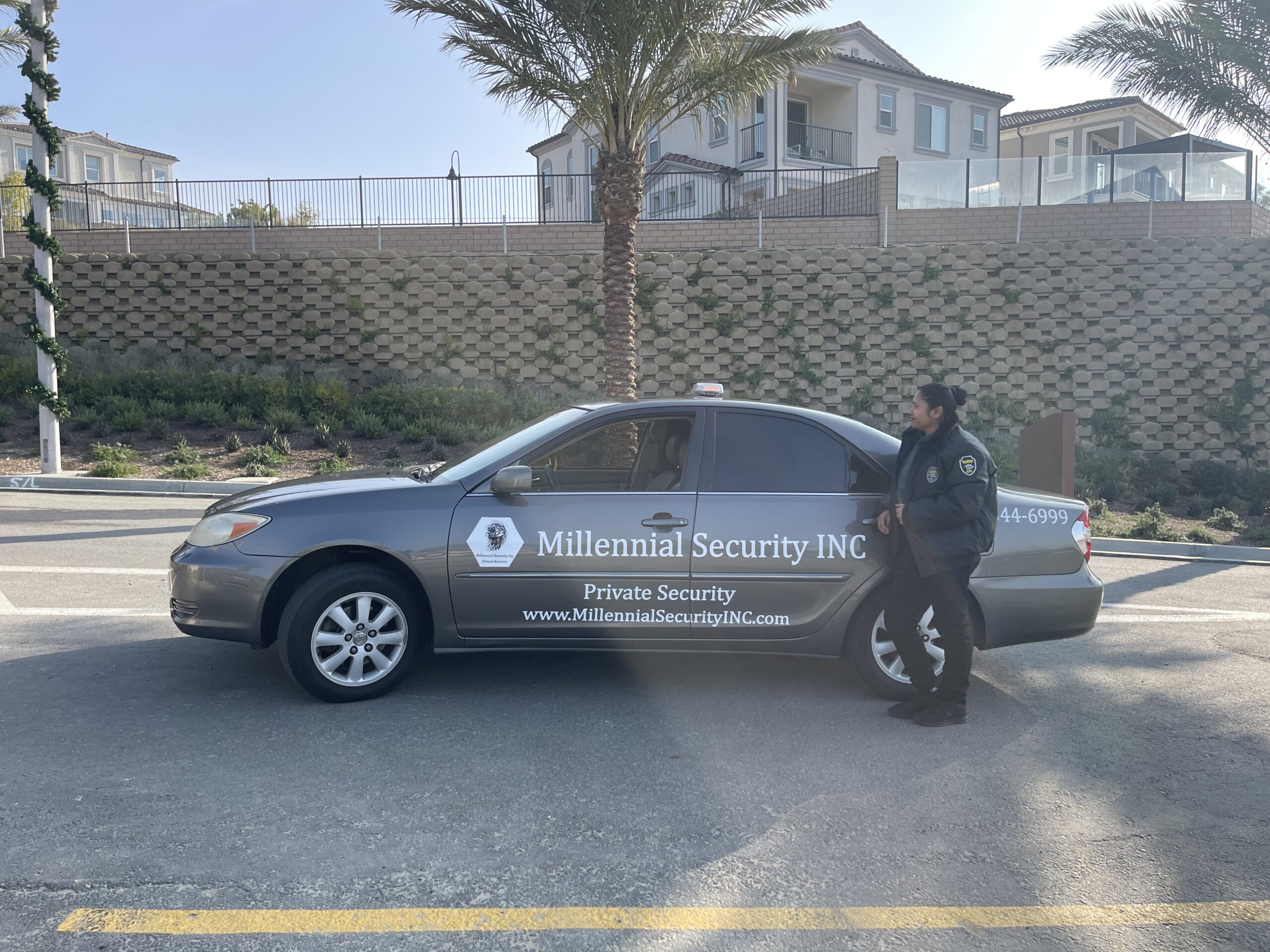 Millennial Security Inc. security officer conducting a mobile patrol assessment in Los Angeles, Southern California